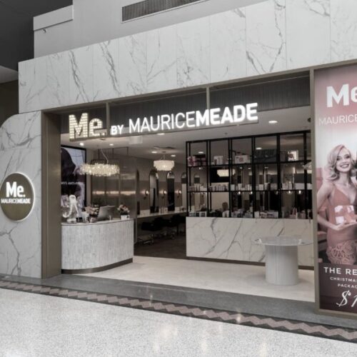 Maurice Meade salon entrance with bright signage and stylish interior.